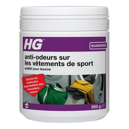 HG additif pour lessive anti-odeurs vêtements de sport