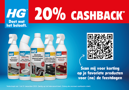 Claim 20% cashback op HG en maak je huis klaar voor (na) de feestdagen!