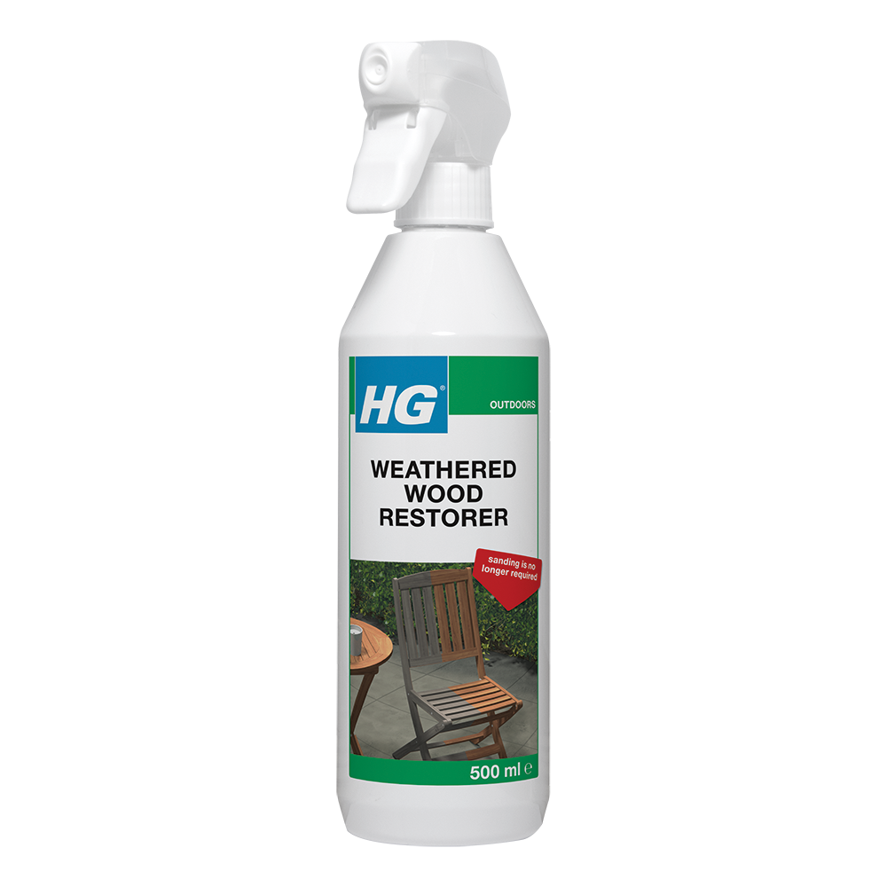 HG weathered wood restorer cleaning hardwood with one treatment
