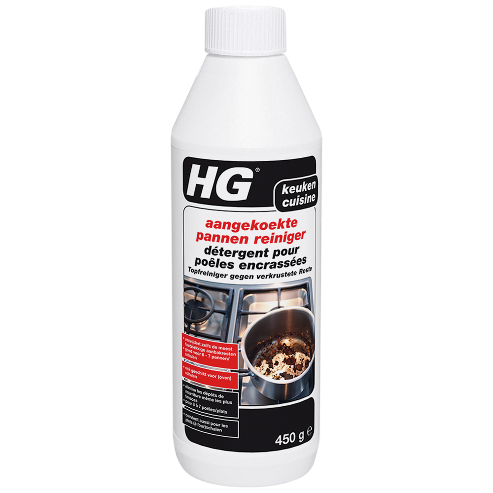 HG détergent pour poêles encrassées pour nettoyer une casserole brûlée